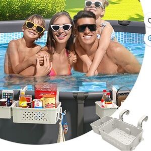 Poolside Storage Basket Pool Cup Holder Hanging Organizer Accessories Kiddie